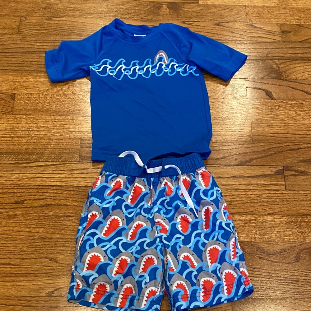 Hanna Andersson swim rashguard and trunks
